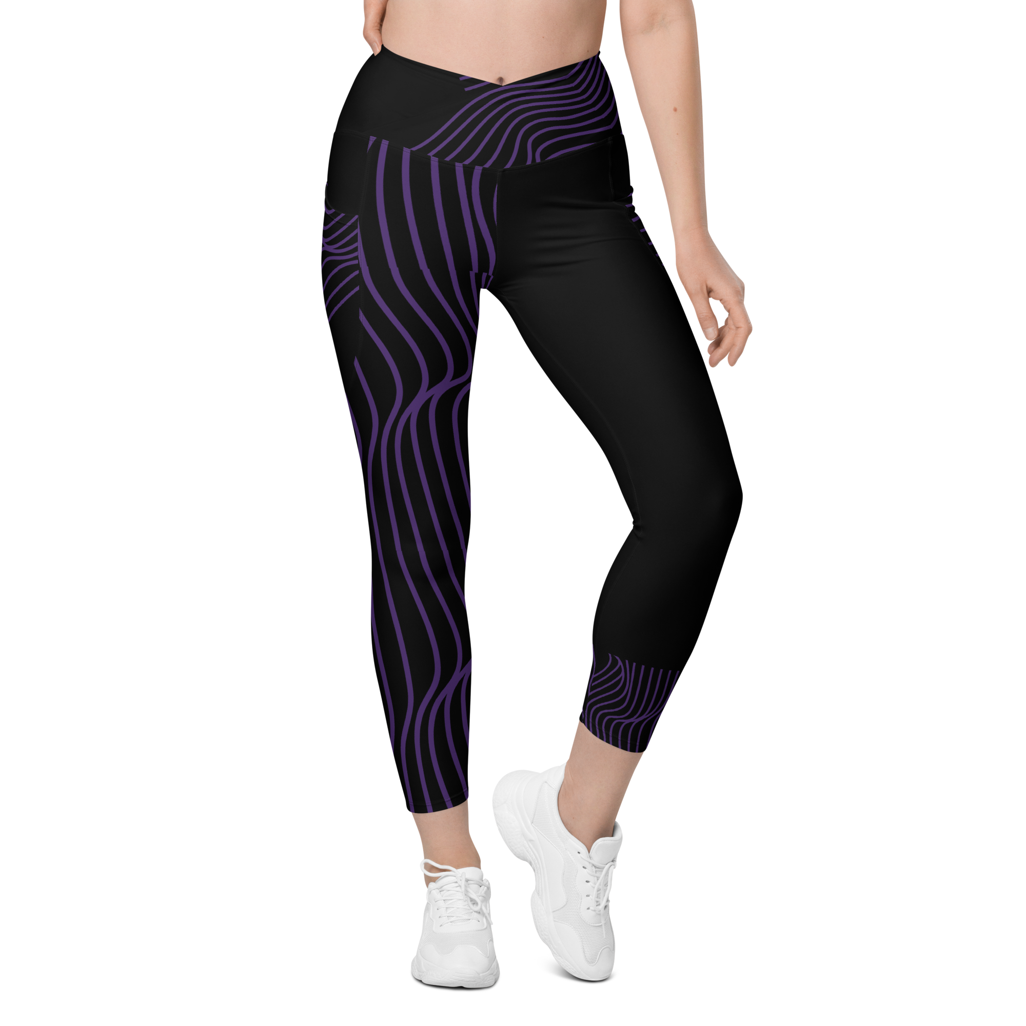 Black Workout Leggings with Pockets. Streetwear or Gymwear Crossover Leggings. Yoga Pants. WickedYo.